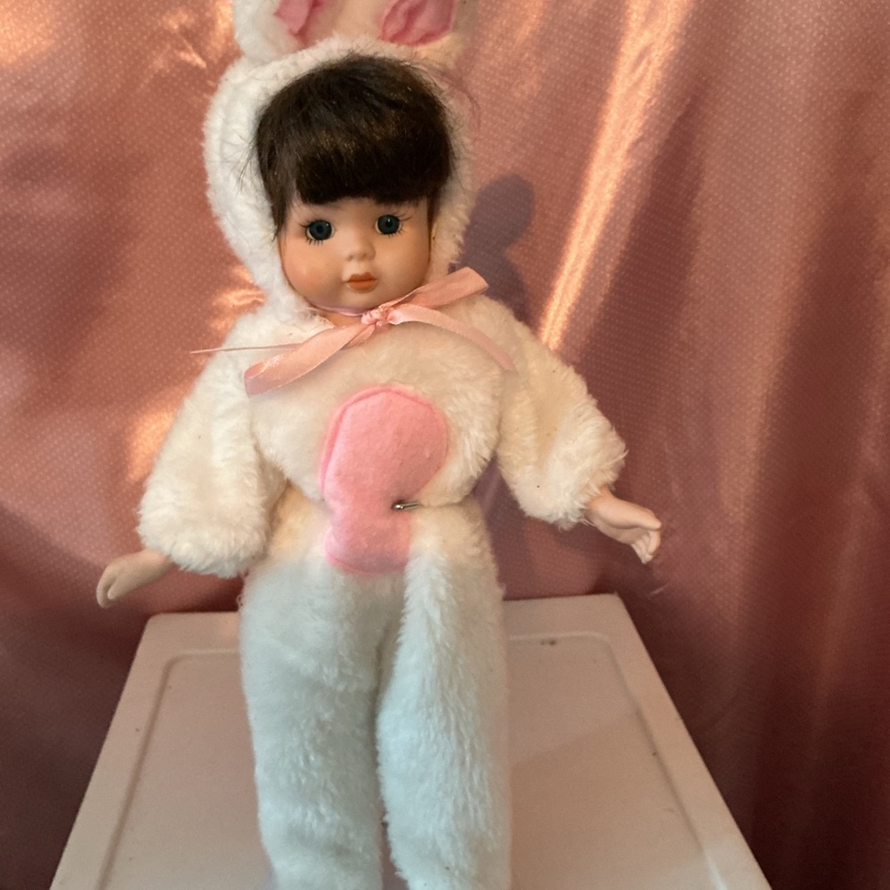 Adorable White and Pink Bunny Doll Costume